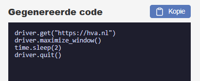 Voorbeeld van gegenereerde code